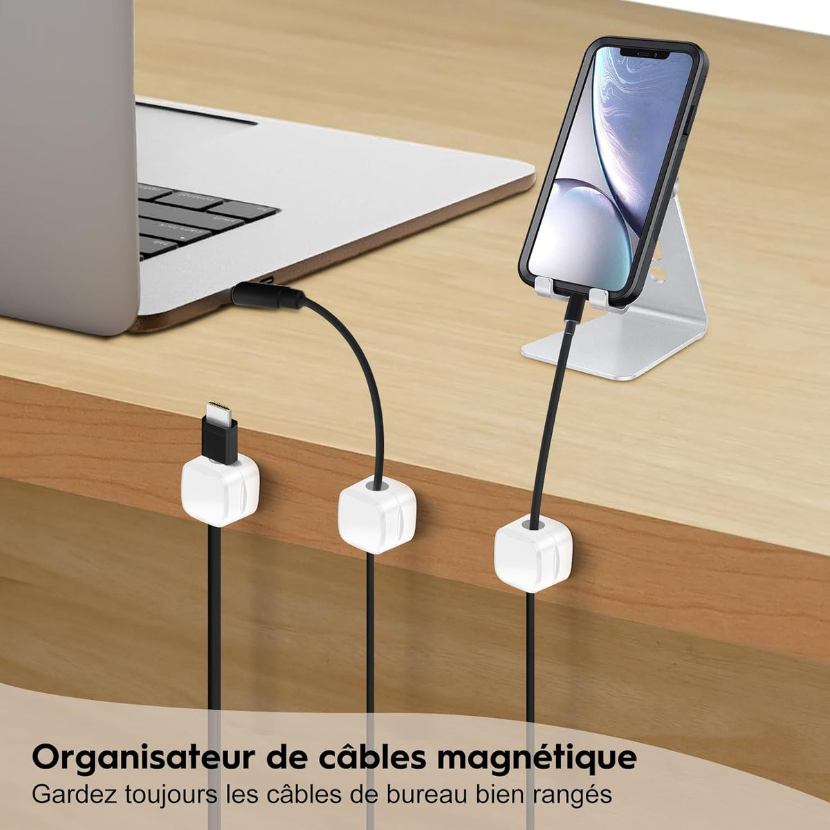 Lot de 6 Supports de Câbles Magnétiques